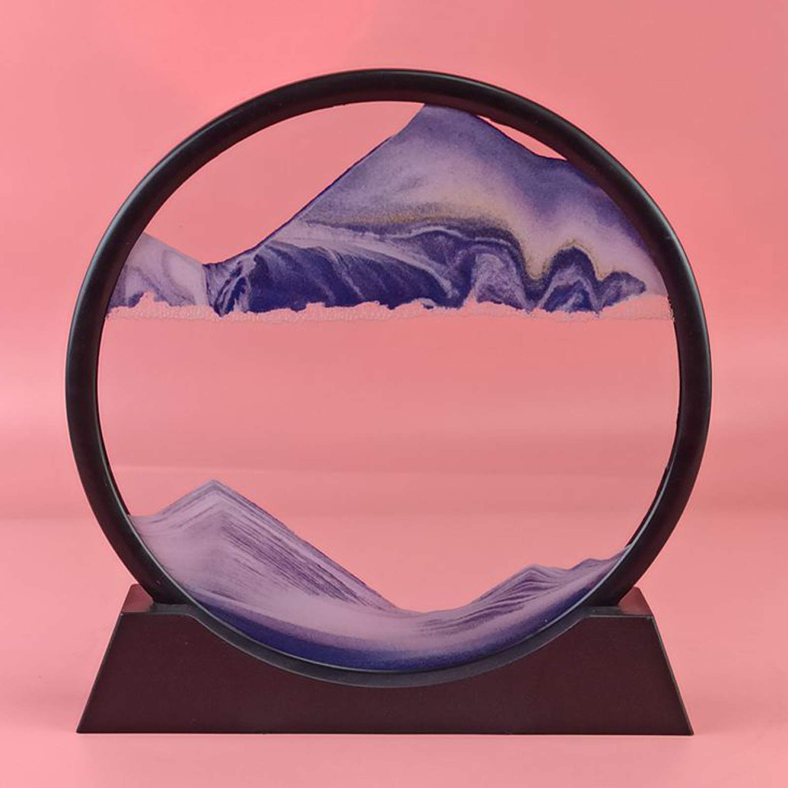JKGHK Desktop Sand Art Frame - Round Glass 3D Moving Sand Picture with Dynamic Scene Display | Perfect for Home Decor, Office Desk & Meditation Spaces