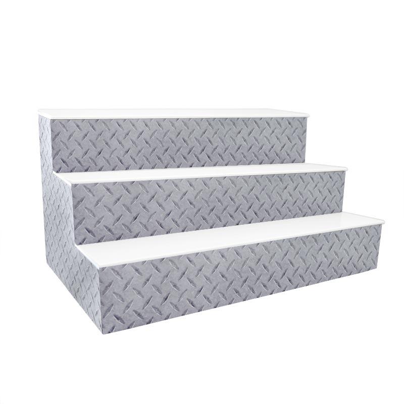 BarConic® LED Liquor Bottle Display Shelf - Diamond Plate Print 3-Tier Bar Shelf with Adjustable Lengths - Perfect for Home Bars, Restaurants & Nightclubs