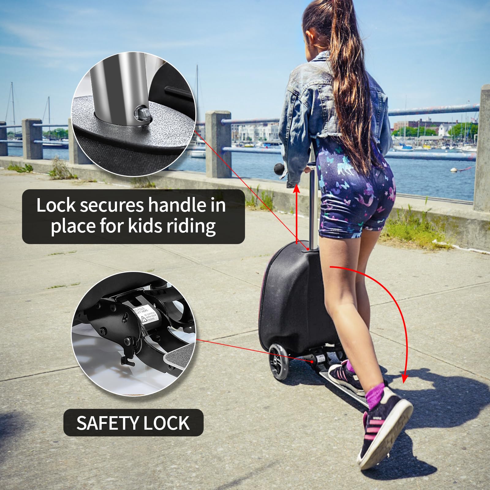 ALVOD Kids Scooter Suitcase - Lightweight Rolling Luggage for Children Ages 6-12 | Perfect for Air Travel, School Trips & Family Vacations