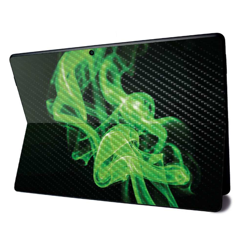 Premium Carbon Fiber Skin for Microsoft Surface Pro X | Green Flames Design | Textured Protective Cover | Easy to Apply & Remove | Made in USA | Perfect for Work, Travel & Style Protection