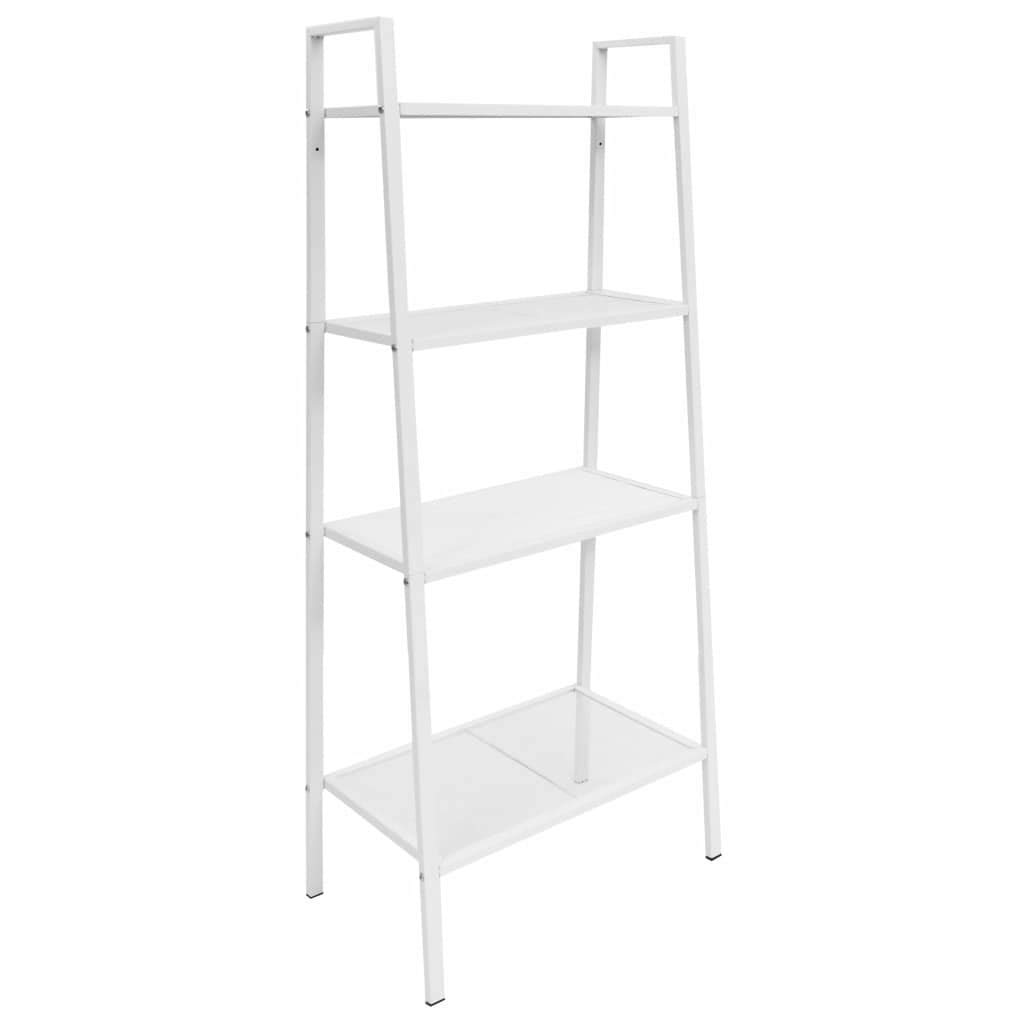 FAMIROSA 4-Tier Metal Ladder Bookcase - White | Modern Bookshelf for Living Room, Bedroom & Office | Space-Saving Storage Solution