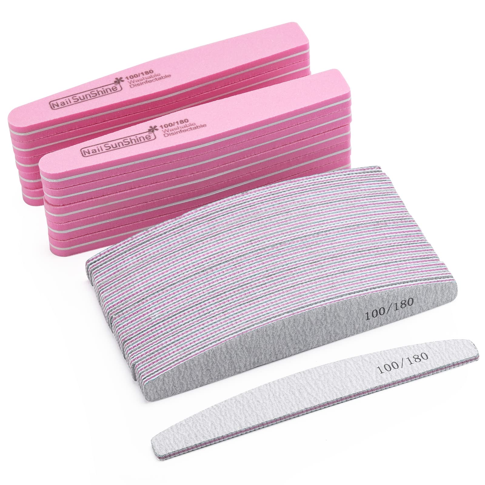 35-Piece 100/180 Grit Nail File and Buffer Set - Double Sided Emery Boards & Washable Buffing Blocks for Natural & Acrylic Nails - Perfect for Home Manicures, Salon Use & DIY Nail Care