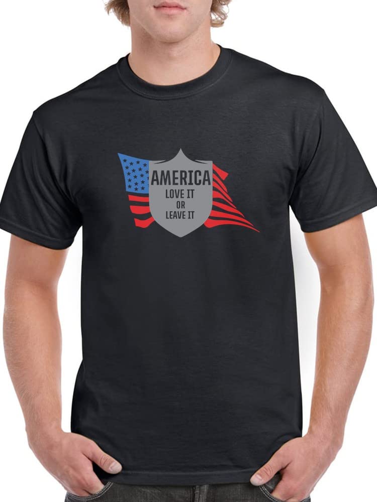 Patriotic 'Love It Or Leave It' American Flag Graphic Men's T-Shirt - Comfortable Cotton Tee for 4th of July, Veterans Day & Political Events