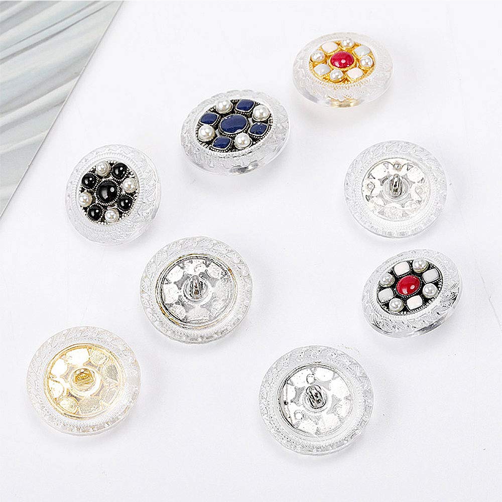 20 PCS Round Pearl Buttons with Shank - 1