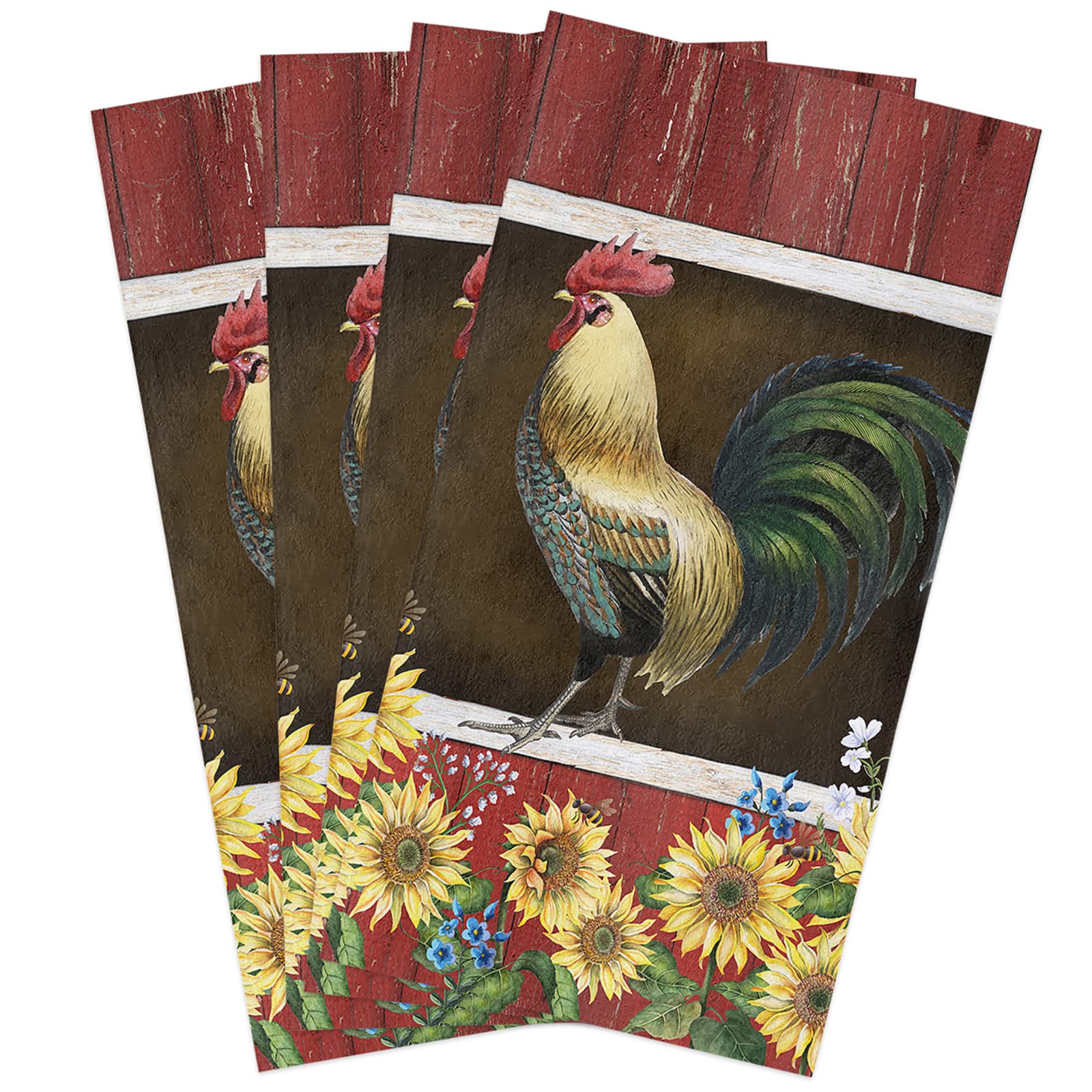 SODIKA Farm Chick Sunflower Kitchen Towels Set - 4 Pack 18