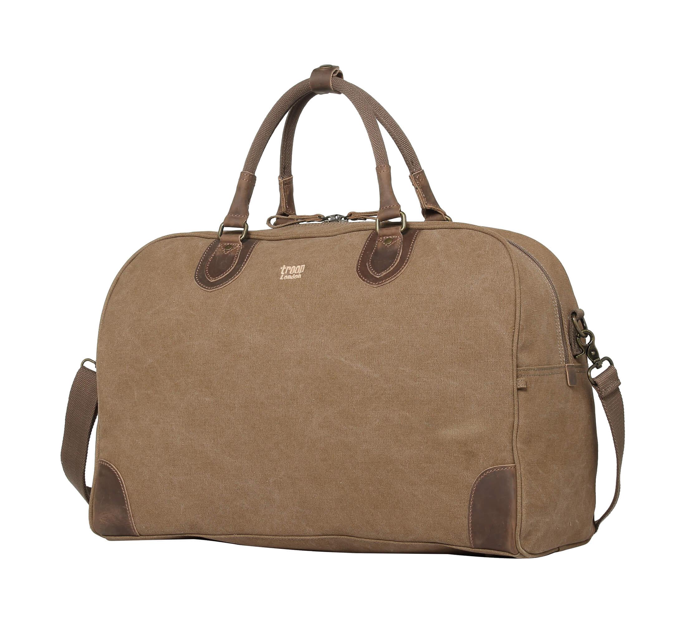 TRP0263 Troop London Classic Canvas Holdall - Large Durable Travel Duffel Bag for Gym, Weekend Trips & Outdoor Adventures | Water-Resistant Carryall with Spacious Storage