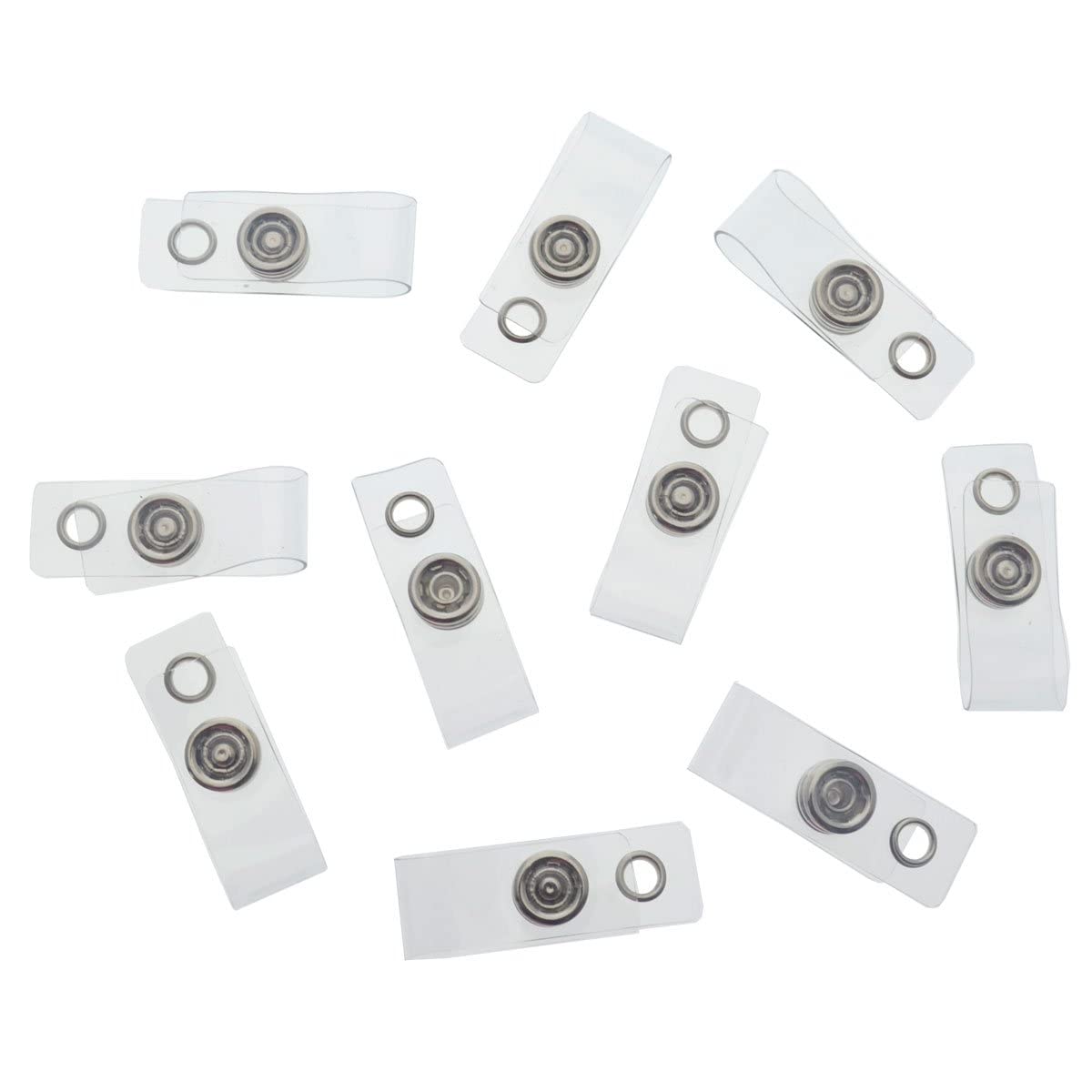Clear Vinyl ID Badge Holder Straps (10 Pack) - Secure Snap for Lanyards & Keys | Office & Event Use