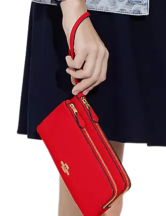 Coach Double Zip Wallet for Women - Genuine Leather Crossbody Wallet with RFID Protection - Perfect for Travel, Shopping & Everyday Use
