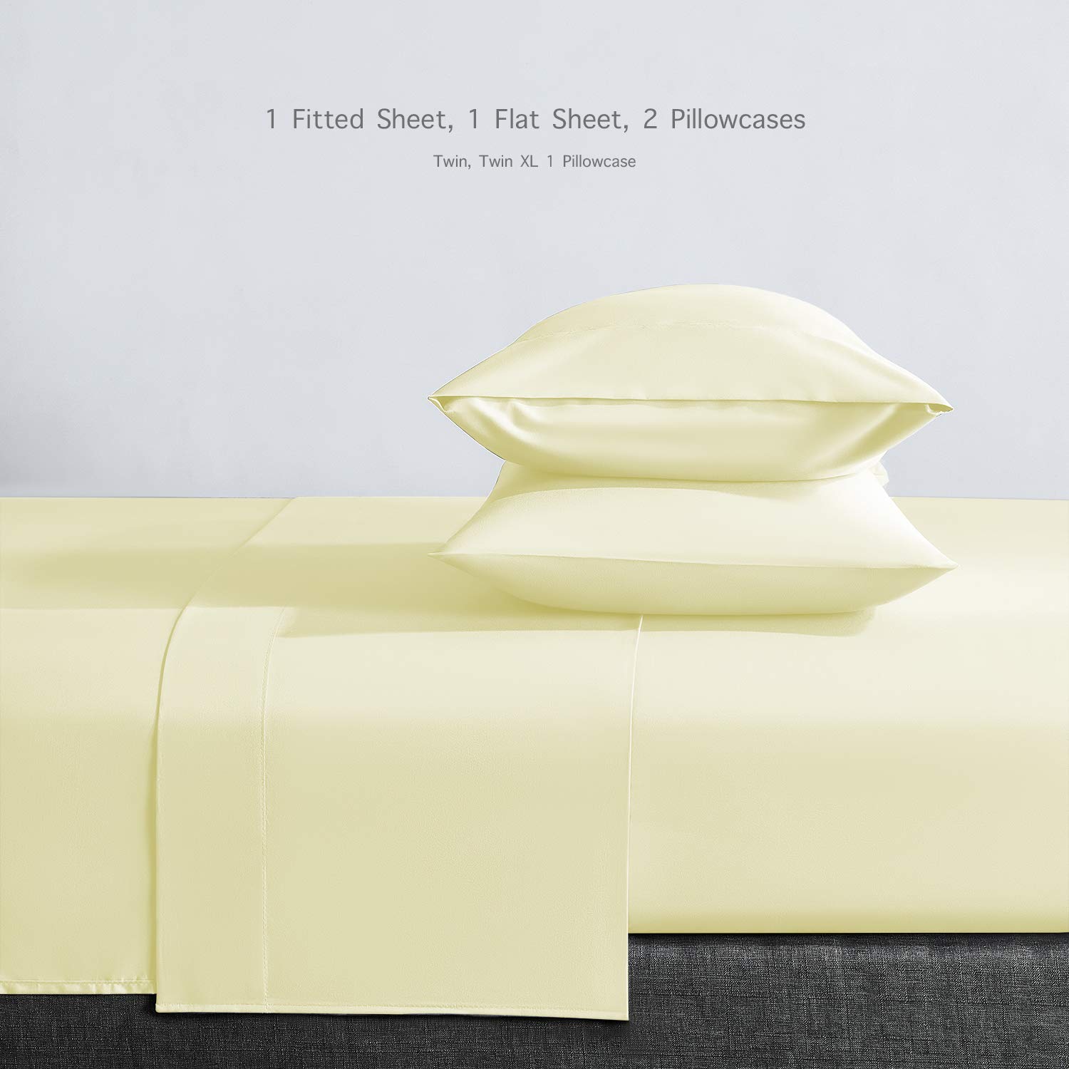 BASIC CHOICE Twin Size Sheet Set - Breathable & Cooling Bed Sheets for Kids & Teens - 3 Piece Luxury Hotel Quality Bedding with Deep Pockets - Ultra Soft & Wrinkle Free Ivory Twin Sheets - Perfect for Dorm Rooms, Guest Beds & Kids' Bedrooms
