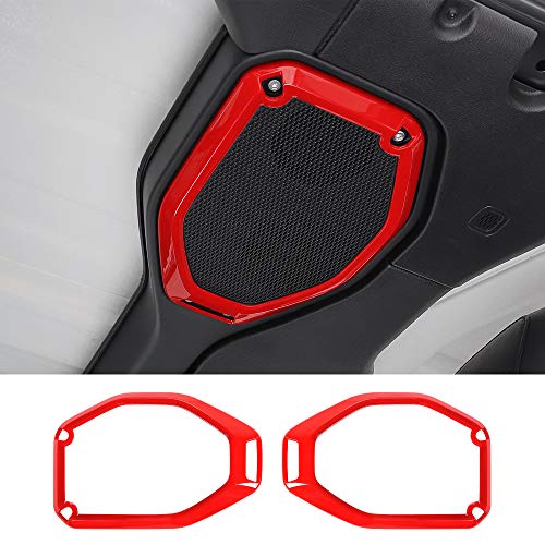 Premium RT-TCZ Speaker Trim Cover Ring - Red Audio Surround Decoration for 2018-2022 Jeep Wrangler JL/JLU & 2020 Gladiator JT - Interior Upgrade Accessories for Enhanced Car Audio Experience