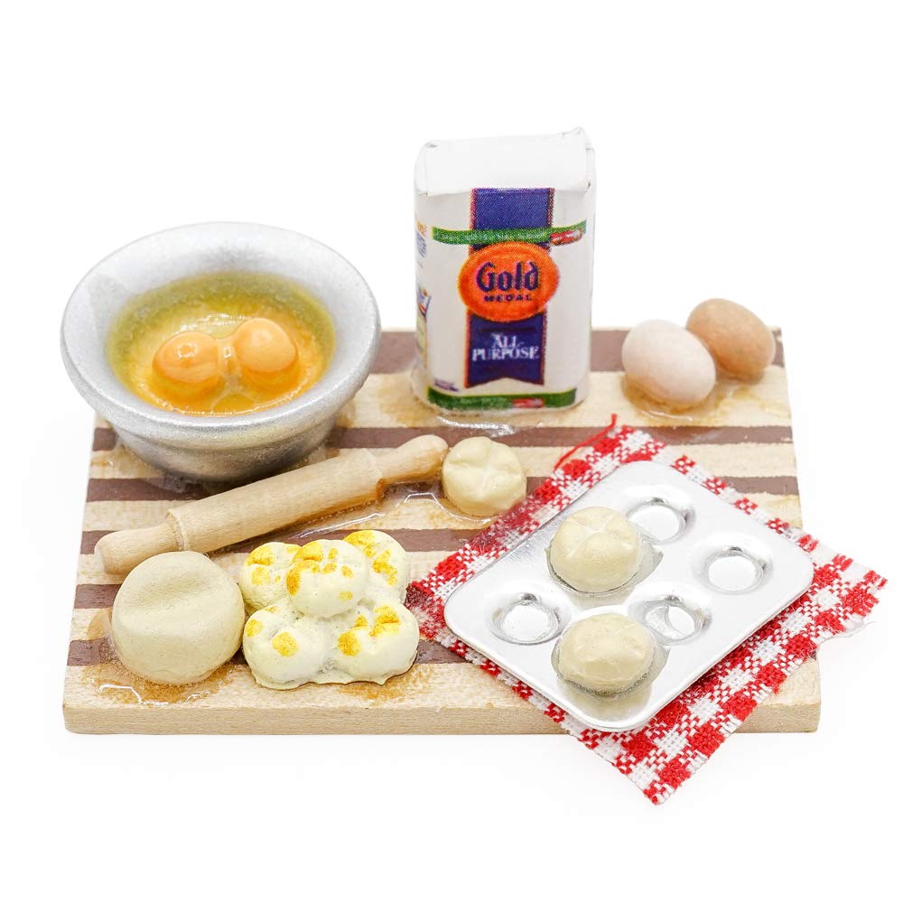 Odoria 1/12 Scale Miniature Baking Set - Realistic Pastry & Cake Decorating Tools for Dollhouse Kitchen - Perfect for DIY Miniature Food Crafts & Dollhouse Accessories