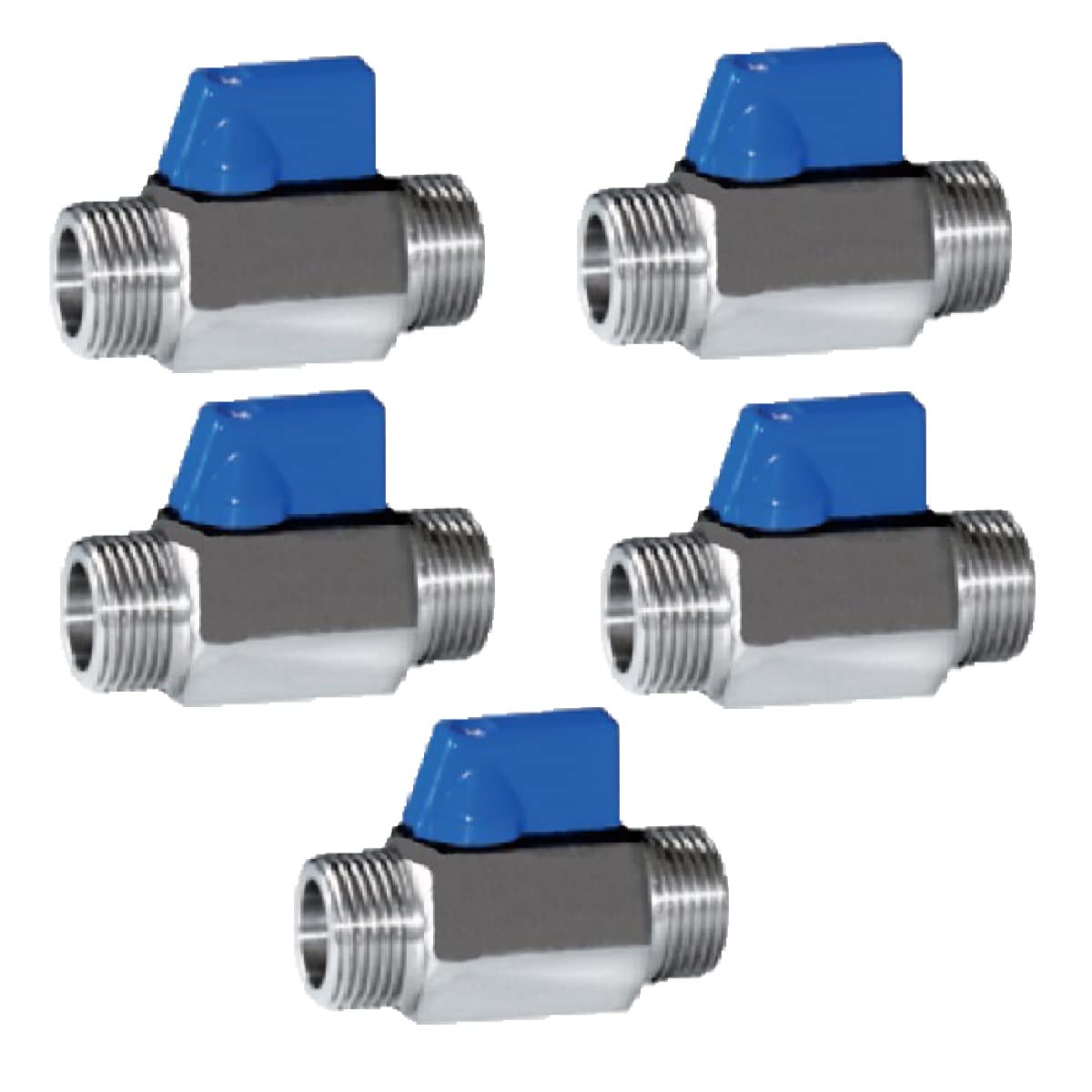 Unifizz 304 Stainless Steel Ball Valve Switch - G1 External Thread, Tube Connector (5PCS, Silver) - Ideal for Water, Gas & Industrial Pipe Systems