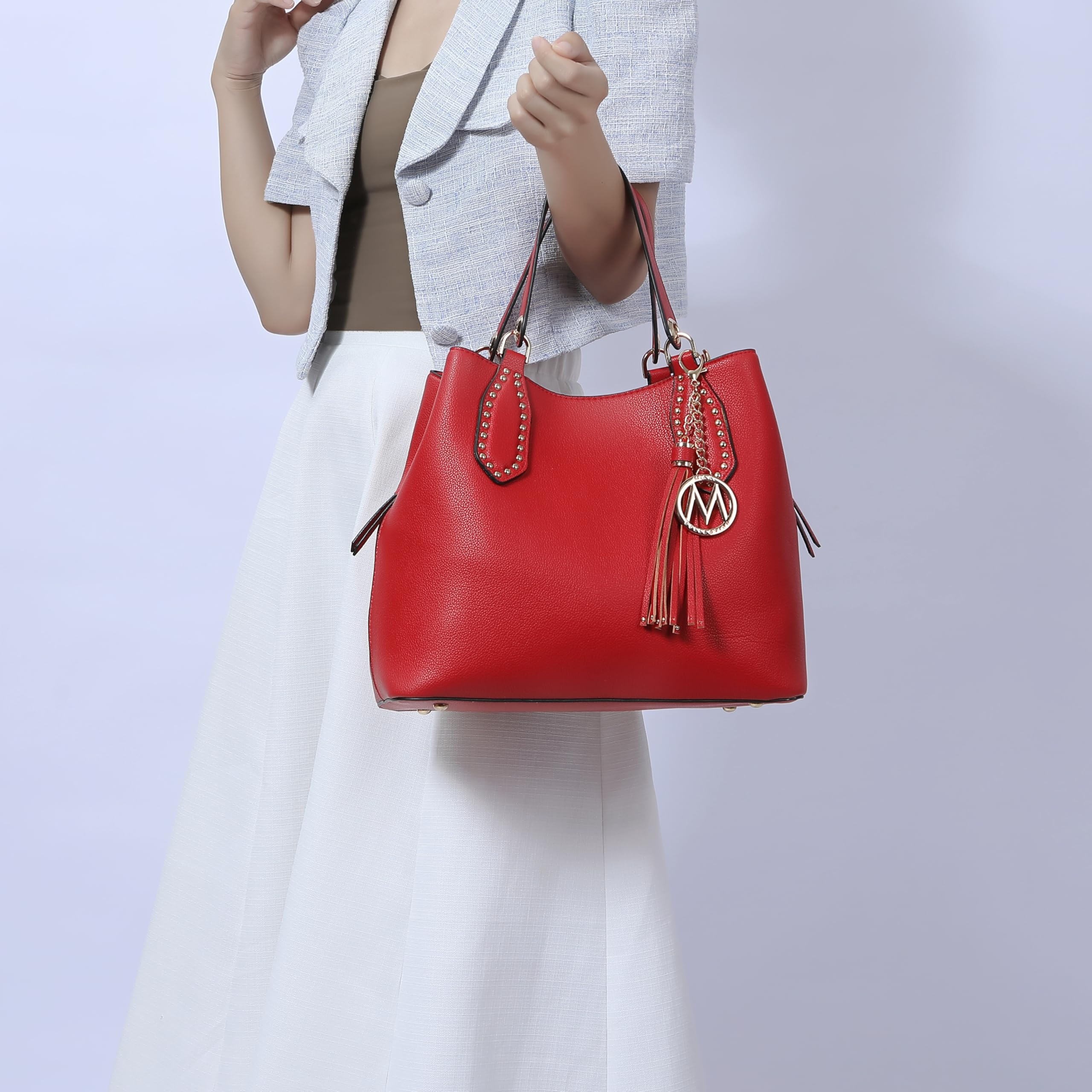 MKF Collection Vegan Leather Hobo Bag for Women - Stylish Tassel Shoulder Bag & Crossbody Purse with Double Handles by Mia K | Perfect for Work, Travel & Everyday Use