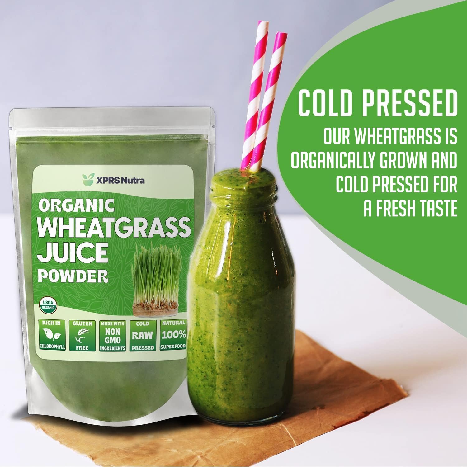 Organic Wheatgrass Juice Powder - Sustainably Grown, Instant & Concentrated - More Potent Than Regular Wheatgrass Powder - 4oz - Boost Energy, Detox & Immunity - Perfect for Smoothies, Juices & Wellness Shots