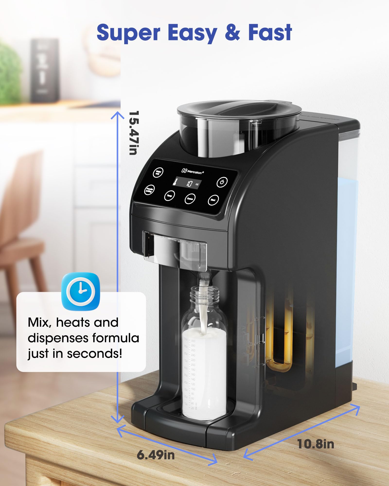 **Instant Baby Formula Maker Machine - Fast & Customizable Formula Dispenser with Precise Temperature Control | Automatic Powder Blending for All Bottle Brands | Perfect for Night Feedings & Travel (Black)**
