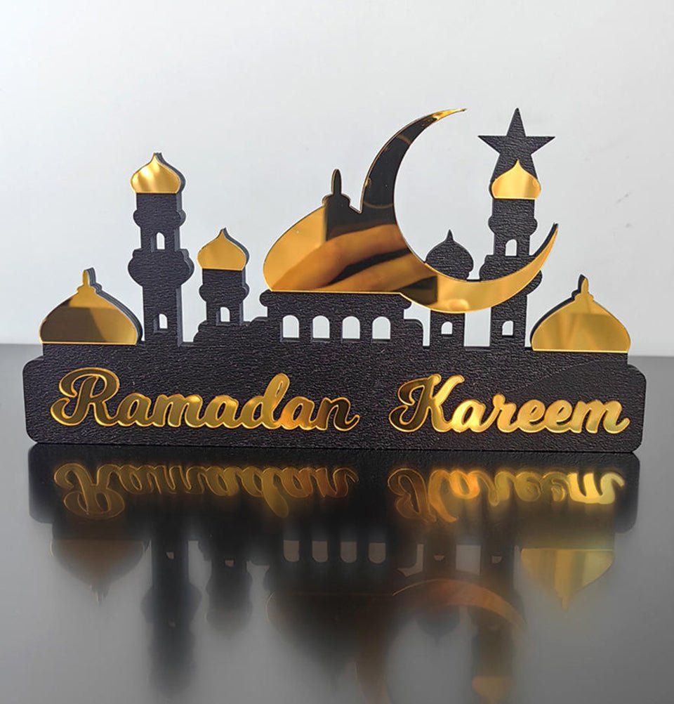 Ramadan Kareem Islamic Decor - Masjid & Crescent Moon Wall Sign for Eid, Home & Mosque Decoration - Perfect for Ramadan, Eid al-Fitr Celebrations & Muslim Holidays
