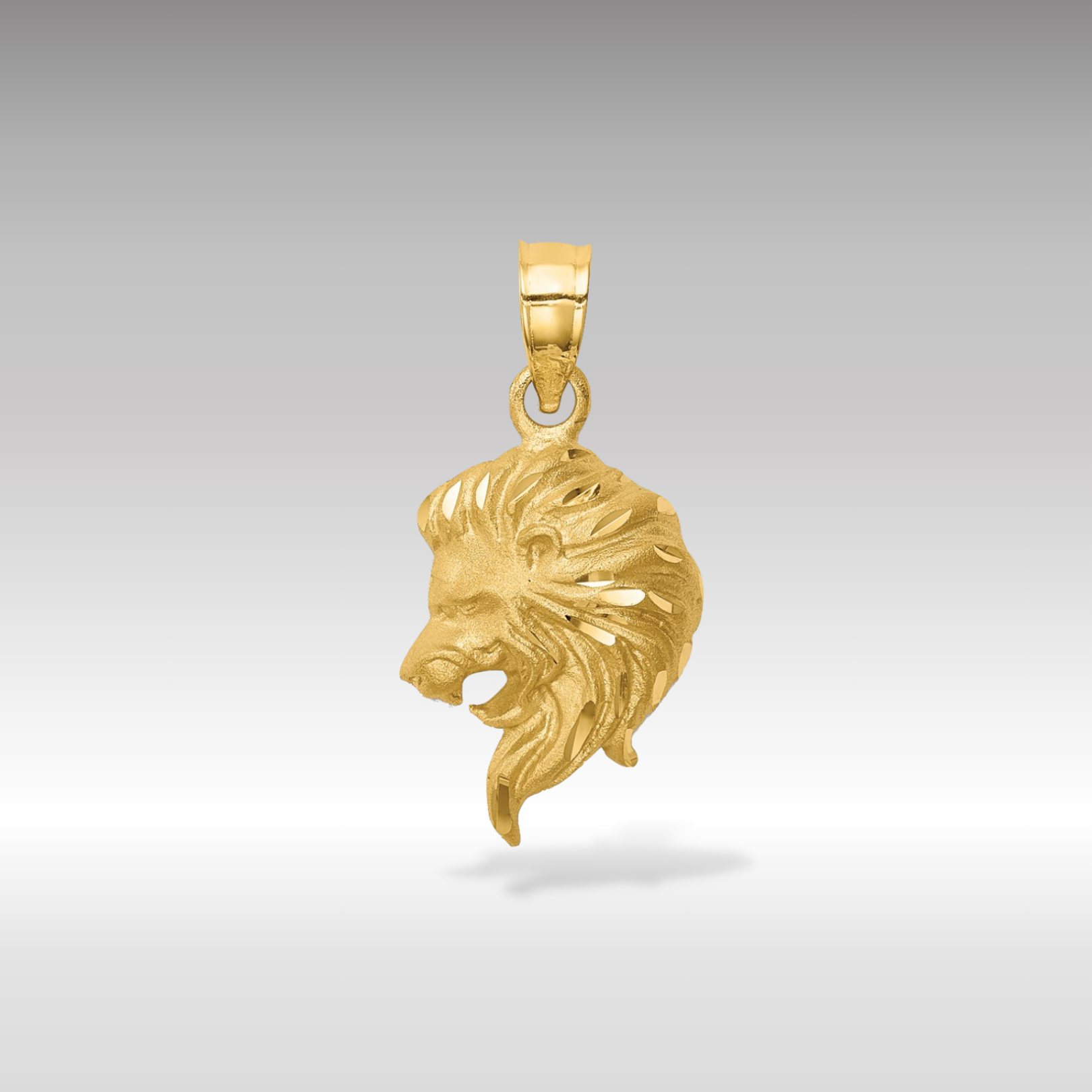 Gold Brushed Diamond Cut Lion Head Pendant Necklace D4478 - Elegant Jewelry Gift for Women, Perfect for Parties, Weddings & Special Occasions