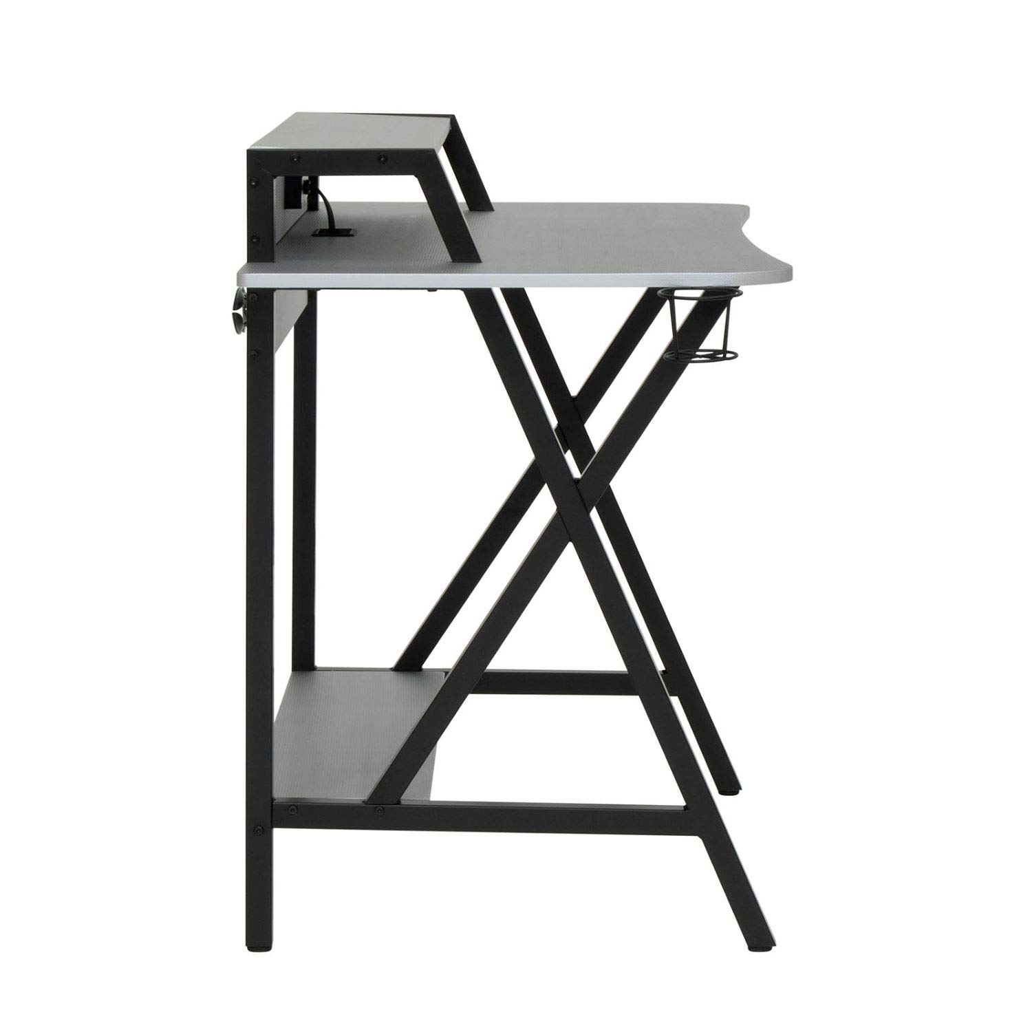 SD STUDIO DESIGNS Challenger Gaming Table - 60 Inch Black & Silver Computer Desk for PC Gamers | Perfect for Esports, Streaming & Home Office Setup
