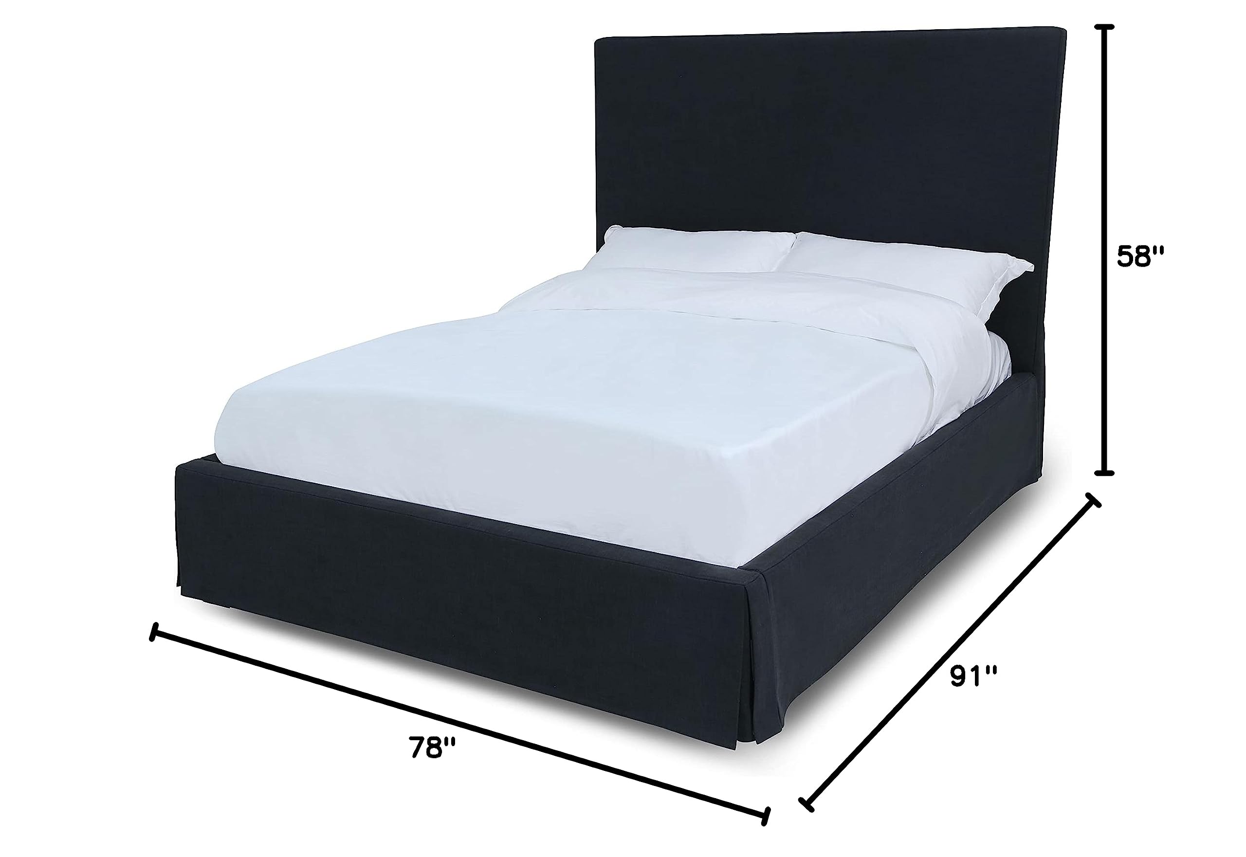 Modus Furniture Solid Wood Panel Bed Frame - California King Size, Cheviot Iron Finish - Sturdy & Elegant Bedroom Furniture for Master Suite or Guest Room