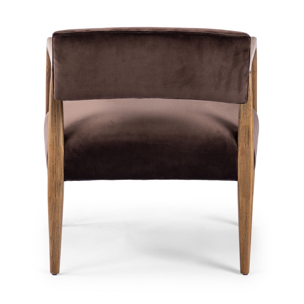 Tyler Armchair Surrey Cocoa - Modern Upholstered Accent Chair for Living Room, Bedroom & Office - Comfortable Lounge Chair with Sturdy Wooden Legs