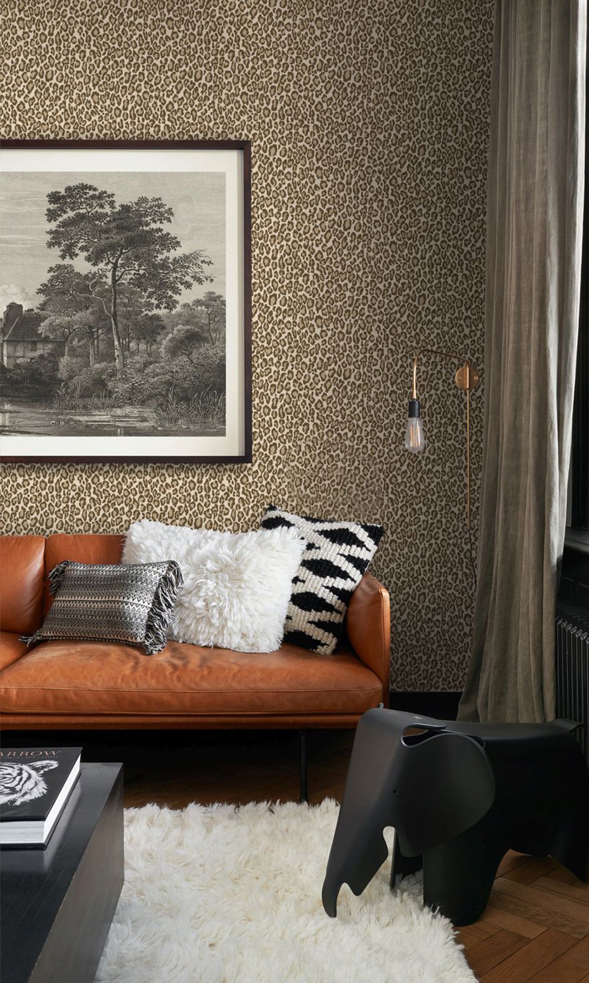 Brown Beige Leopard Print Wallpaper R9382 - Self-Adhesive Removable Peel and Stick Wallpaper for Bedroom, Living Room, Nursery, Dorm Decor