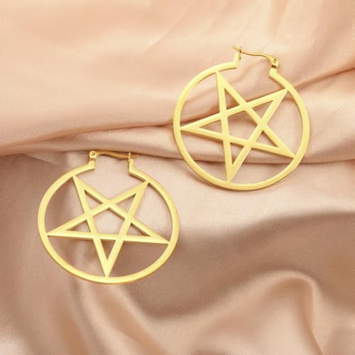 star in circle gold tone earrings