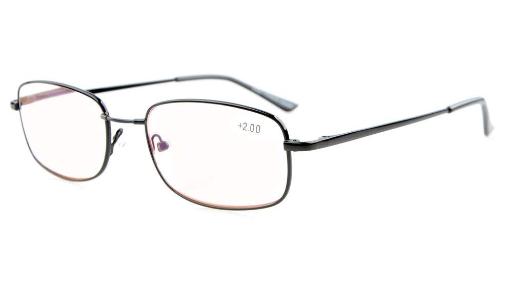 Eyekepper Computer Reading Glasses with Spring Hinges - Lightweight Titanium Frame for Men & Women - Blue Light Blocking for Office Work & Screen Time