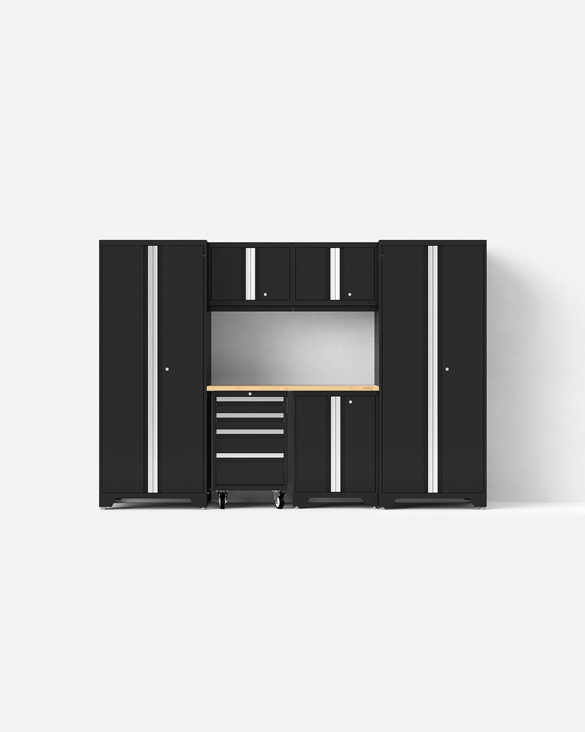 Adam's x NewAge Bold Series 7-Piece Heavy Duty Metal Cabinet Set for Garage Storage & Workshop Organization - Perfect for Tools, Equipment & DIY Projects