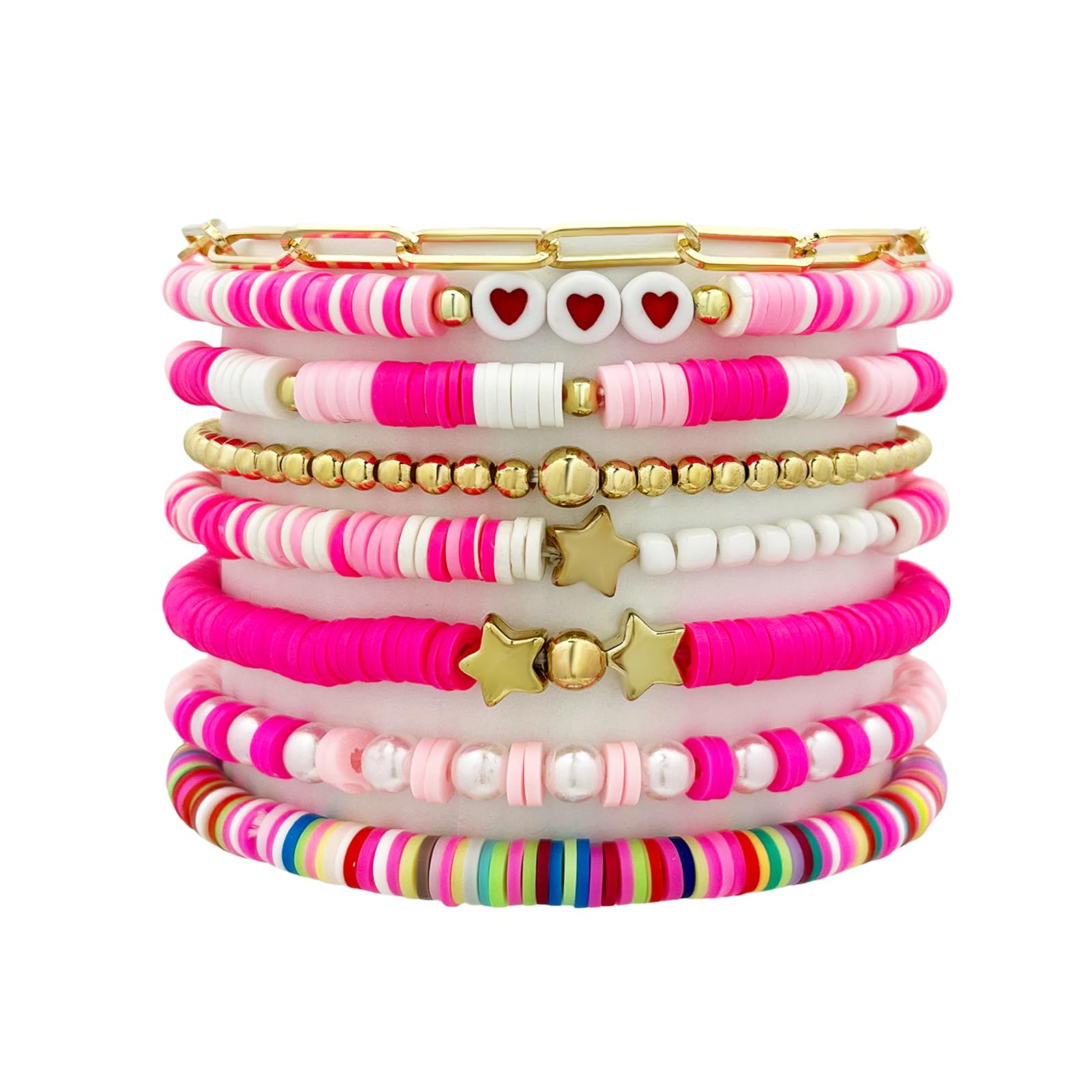 HIIXHC Women's Clay Bead Stretch Bracelets - Stackable Friendship Beads Jewelry Set for Women & Girls | Perfect for Everyday Wear, Gifts & Boho Fashion Accessories