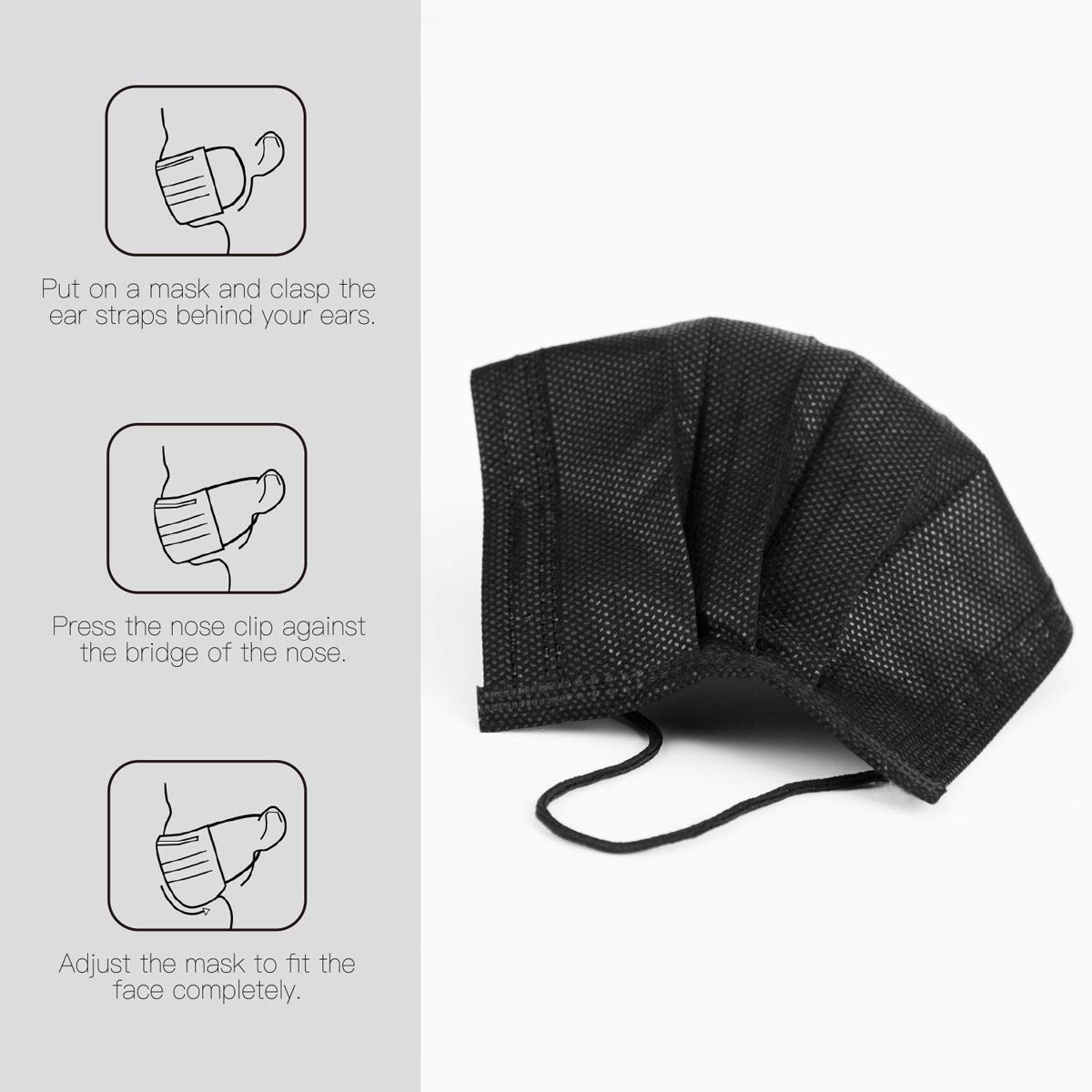 3-Ply Disposable Face Masks with Elastic Ear Loops - Breathable, Comfortable & Skin-Friendly for Daily Use, Travel, and Public Safety Protection