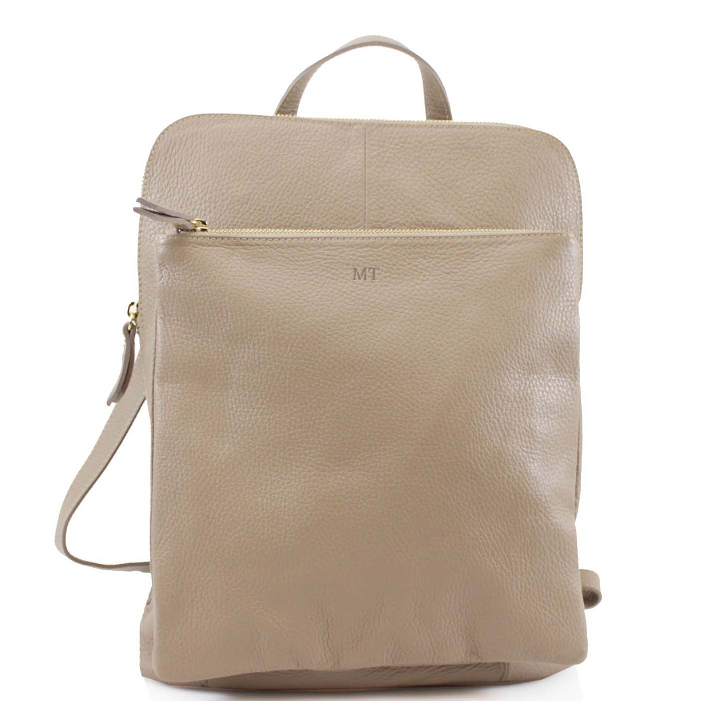 Carnaby Of London Embossed Monogram Leather Backpack for Women - Stylish College Laptop Bag, Travel & Work Commuter Backpack