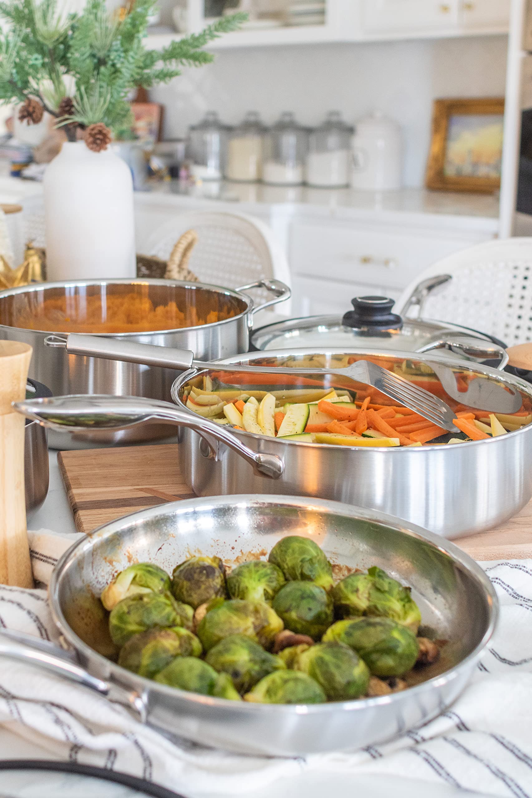 Premium 7-Piece Black Cube Stainless Steel Cookware Set - Nonstick Pots & Pans for Induction, Gas & Electric Stoves - Perfect for Home Cooking, Professional Chefs & Restaurant Use