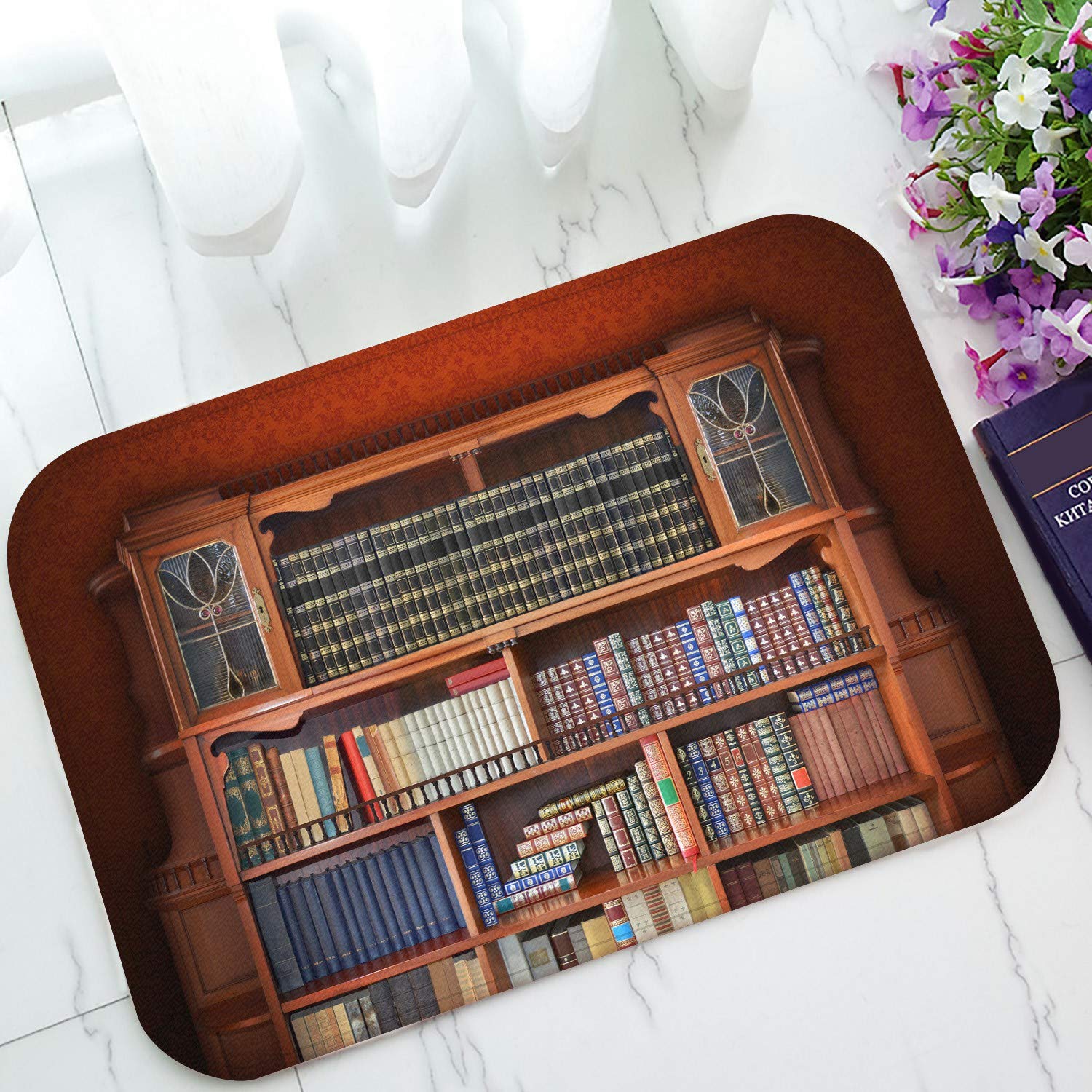 ECZJNT Classic Library Welcome Doormat - Non-Slip Bath Mat & Entrance Rug - 23.6x15.7 Inch Indoor/Outdoor Floor Mat - Perfect for Home, Office, Porch & Library Decor