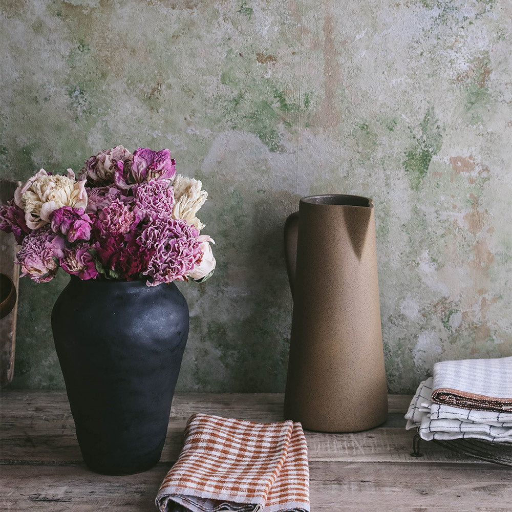 Premium Ceramic Terracotta Water Pitcher - 32oz Tall Clay Jug for Iced Tea, Lemonade & Cold Brew - Perfect for Summer Parties, Kitchen Decor & Rustic Tablescapes