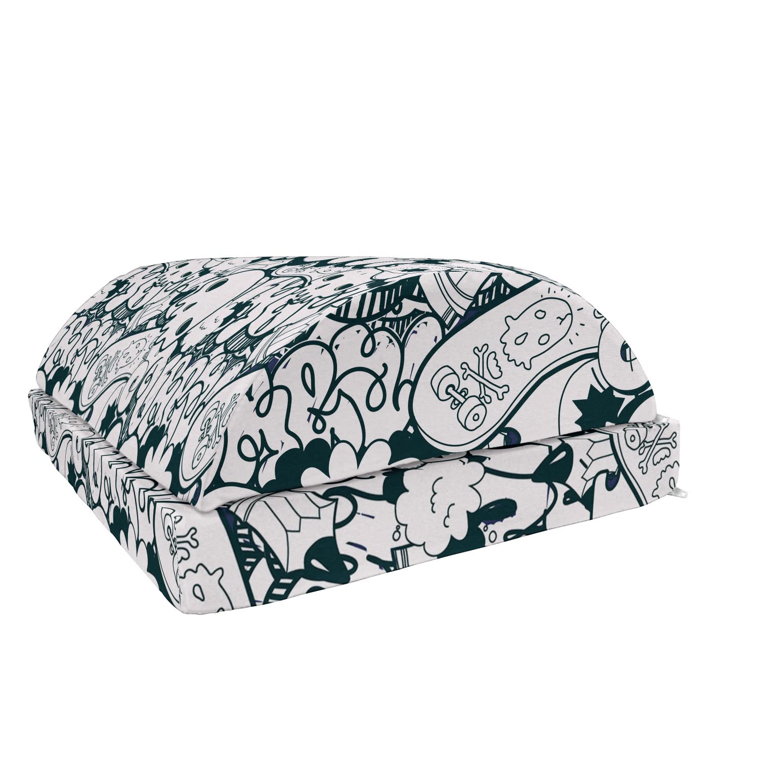 Ambesonne Adjustable Ergonomic Memory Foam Foot Rest - Skull & Skateboard Graffiti Design, Non-Slip Office Leg Support (Charcoal Grey/White) - Perfect for Home Office, Gaming & Workstation Comfort
