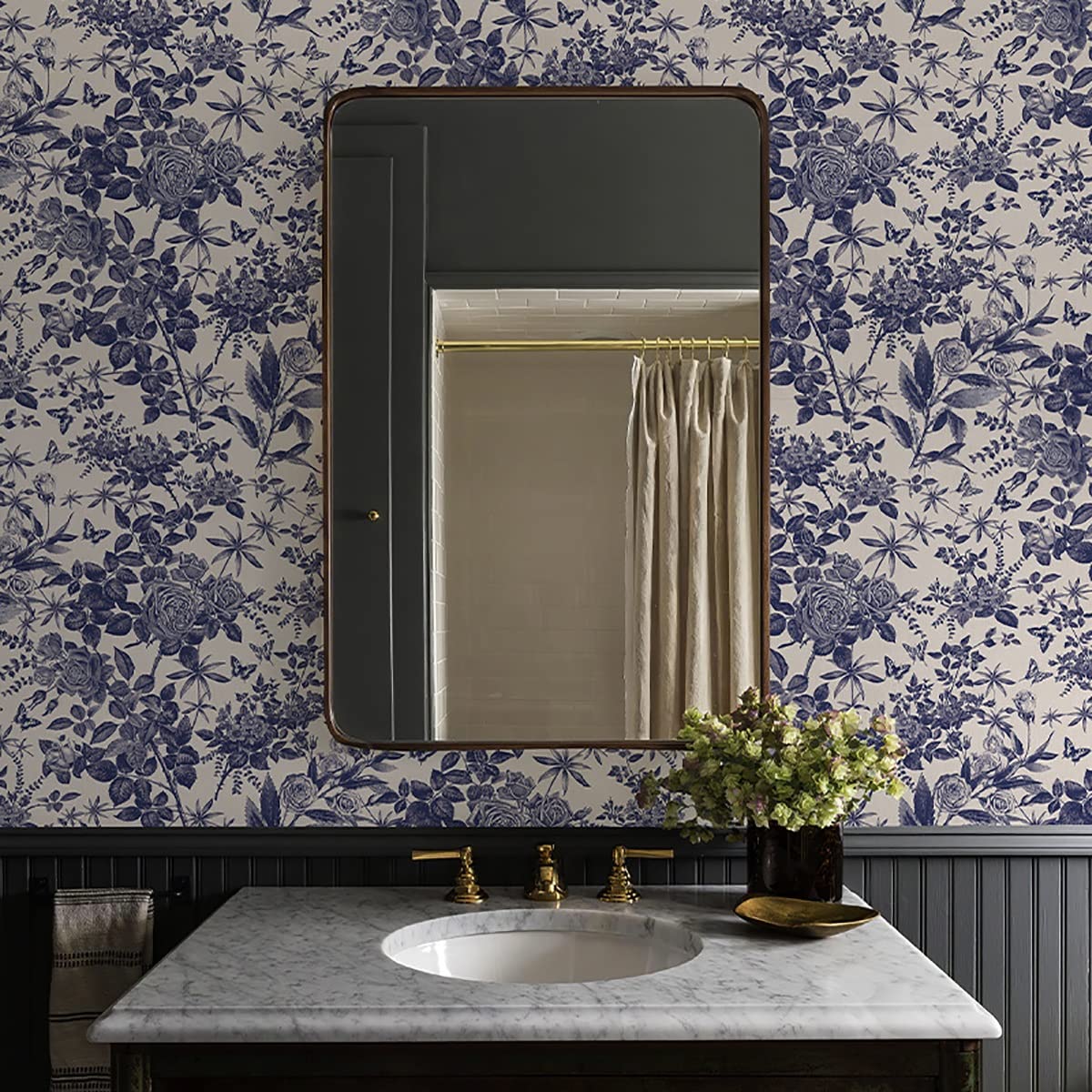Self-Adhesive Peel and Stick Wallpaper - Waterproof Contact Paper for Countertops, Furniture & Kitchen Walls - Blue 17.32