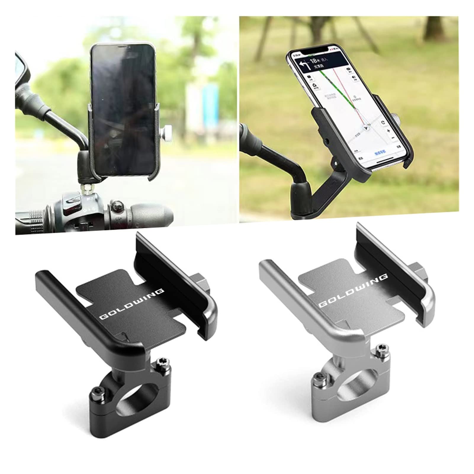 Honda Goldwing 1800 Motorcycle Phone Mount - Universal Handlebar Phone Holder Bracket for GPS & Smartphones - Black Mirror Mount Accessory - Perfect for Navigation & Riding Safety