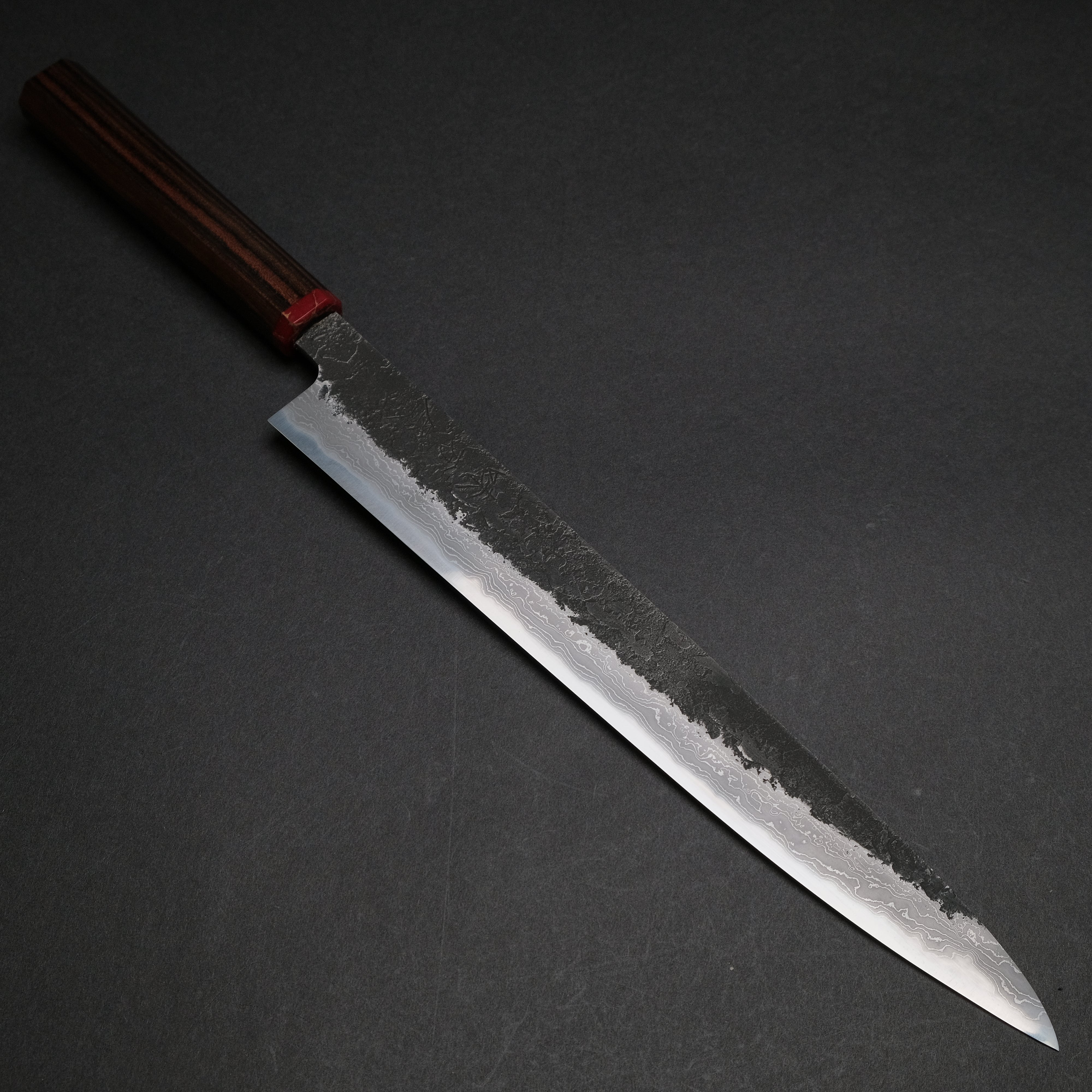 Premium Ajikataya White #2 Nashiji Damascus Sujihiki 270mm Japanese Chef Knife with Ebony & TQP Handle (#38) - Perfect for Slicing Sashimi, Meat, and Precision Cutting in Professional Kitchens