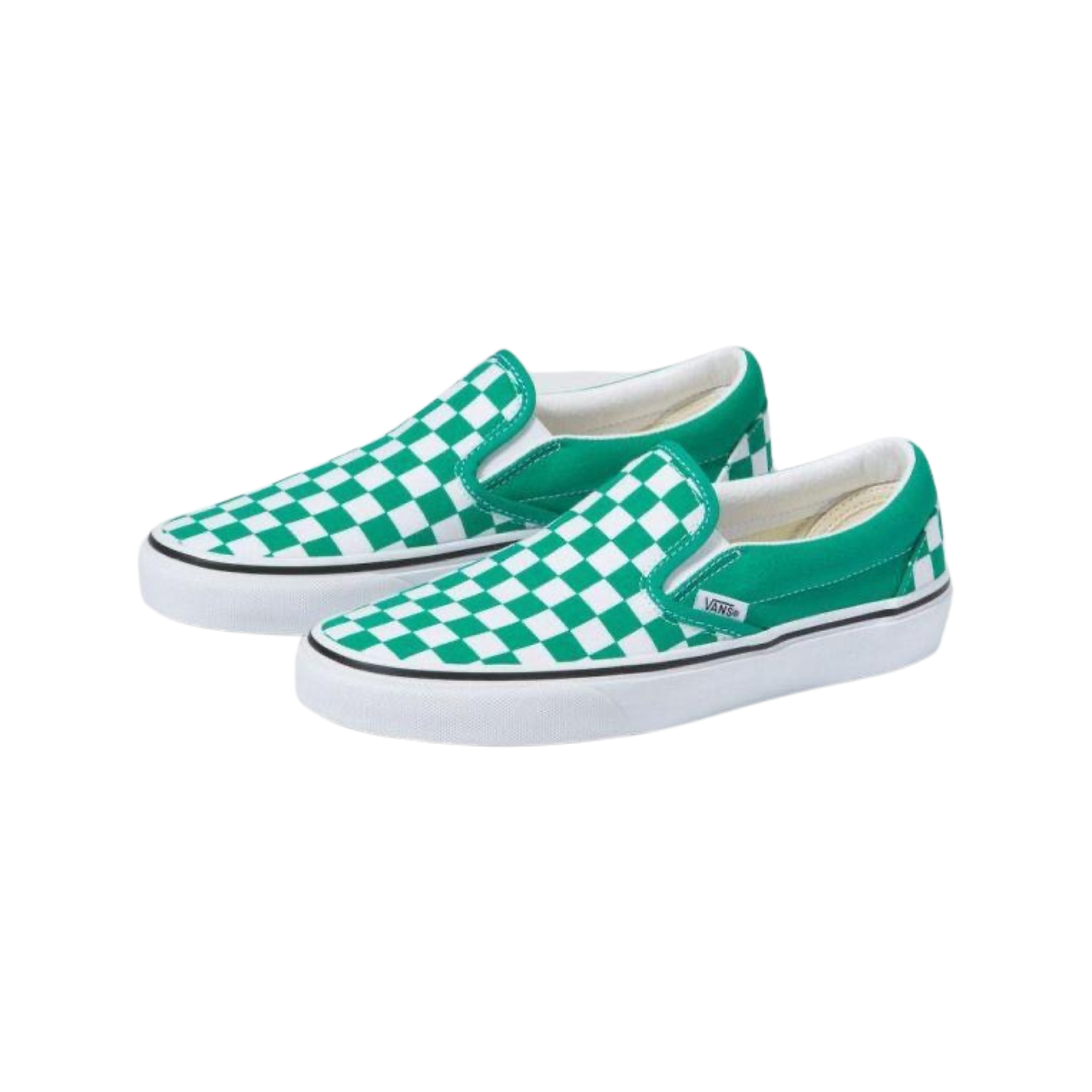 Vans Classic Slip-On Checkerboard Sneakers in Pepper Green & True White | Comfortable Casual Shoes for Skateboarding, Streetwear & Everyday Wear