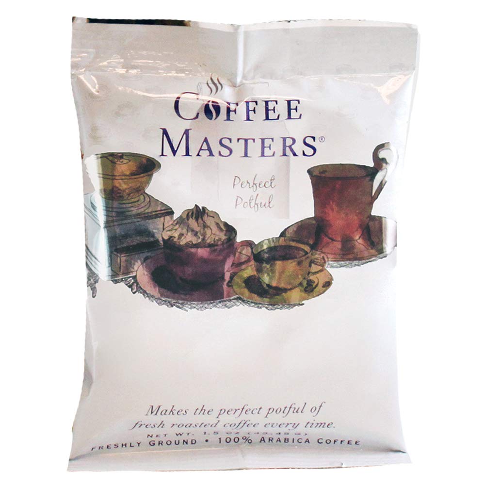 Butter Pecan Flavored Ground Coffee - Coffee Masters Perfect Potful, 12 Pack (1.5-Ounce Packets) | Rich & Smooth Blend for Home Brewing, Office Use & Gifts