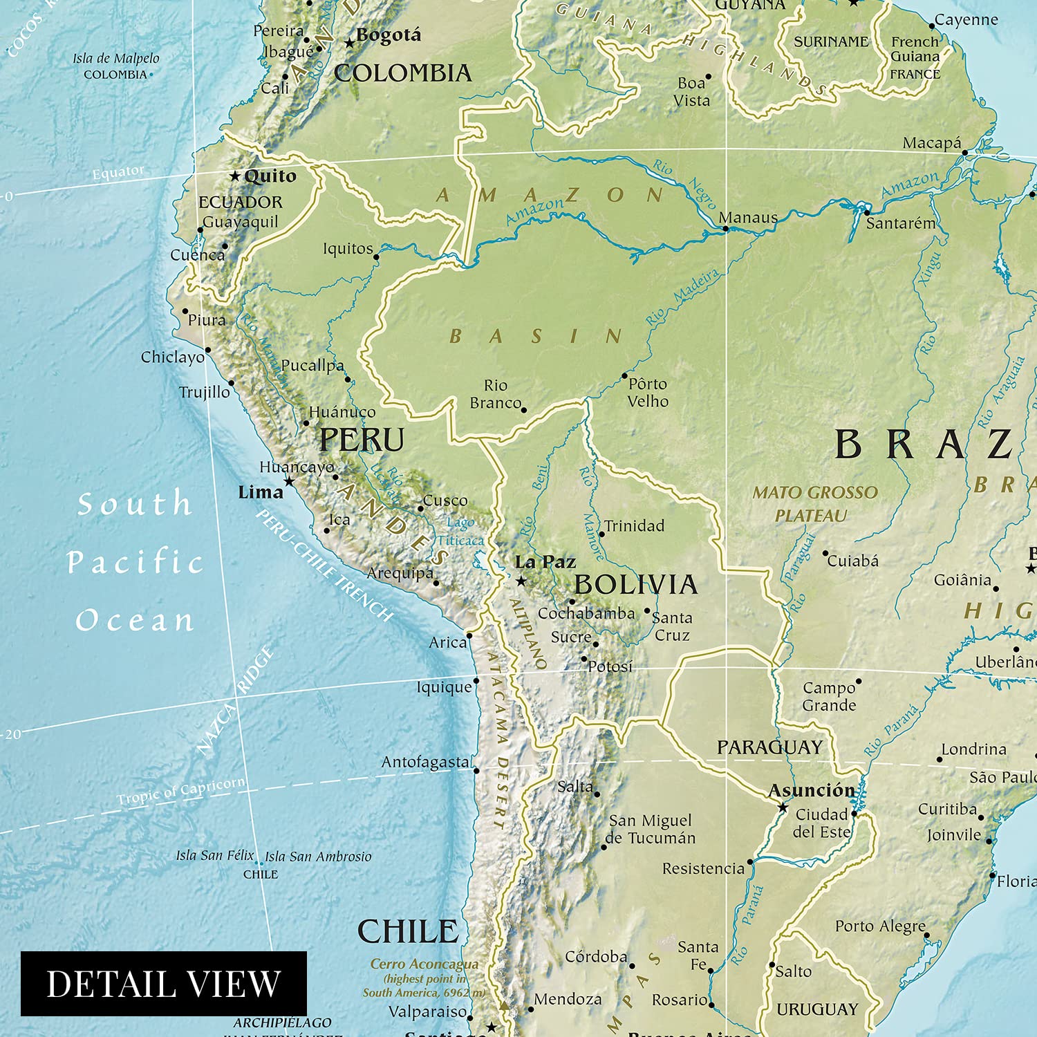 2021 South America Map Poster - 18x24 Inch Wall Art - Detailed Latin America Map for Home, Office & Classroom Decor - Perfect for Geography Teachers & Travel Enthusiasts
