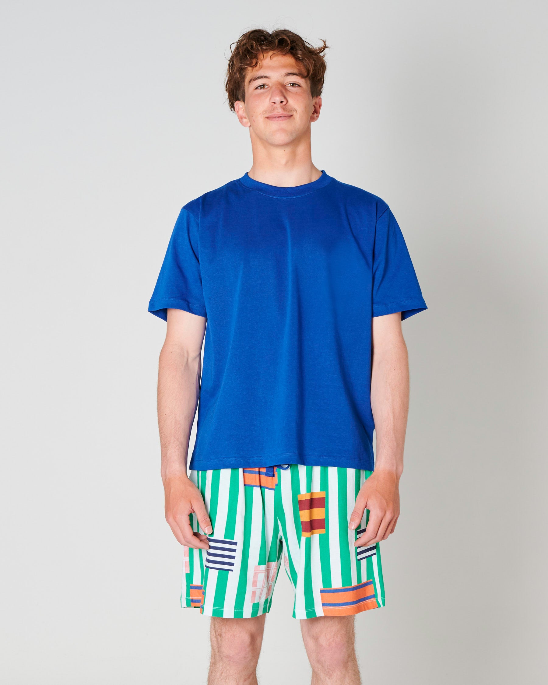 Organic Cotton Men's Striped Pajama Set - Shorts & Tee for Comfortable Sleep & Lounge Wear - Perfect for Nighttime Relaxation & Summer Nights
