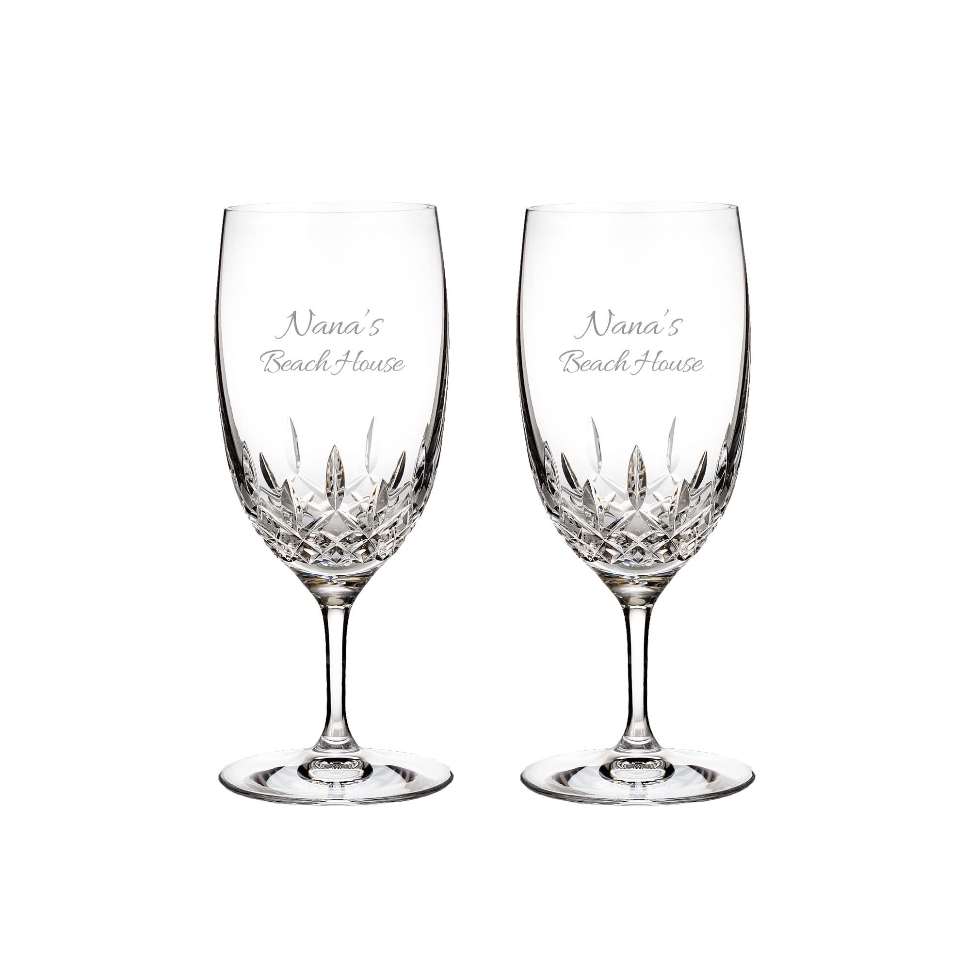 Waterford Personalized Lismore Essence 17.9oz Crystal Beverage Glasses - Set of 2 Custom Engraved Drinking Glasses for Iced Tea, Soda, Lemonade, Cocktails & More - Perfect for Entertaining, Weddings, Anniversaries & Special Occasions