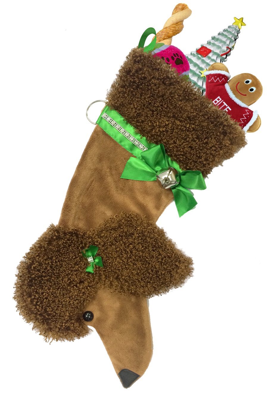 Brown Poodle Dog Christmas Stocking - Cute Pet Holiday Decor for Fireplace Mantel, Tree, and Festive Home Decorations