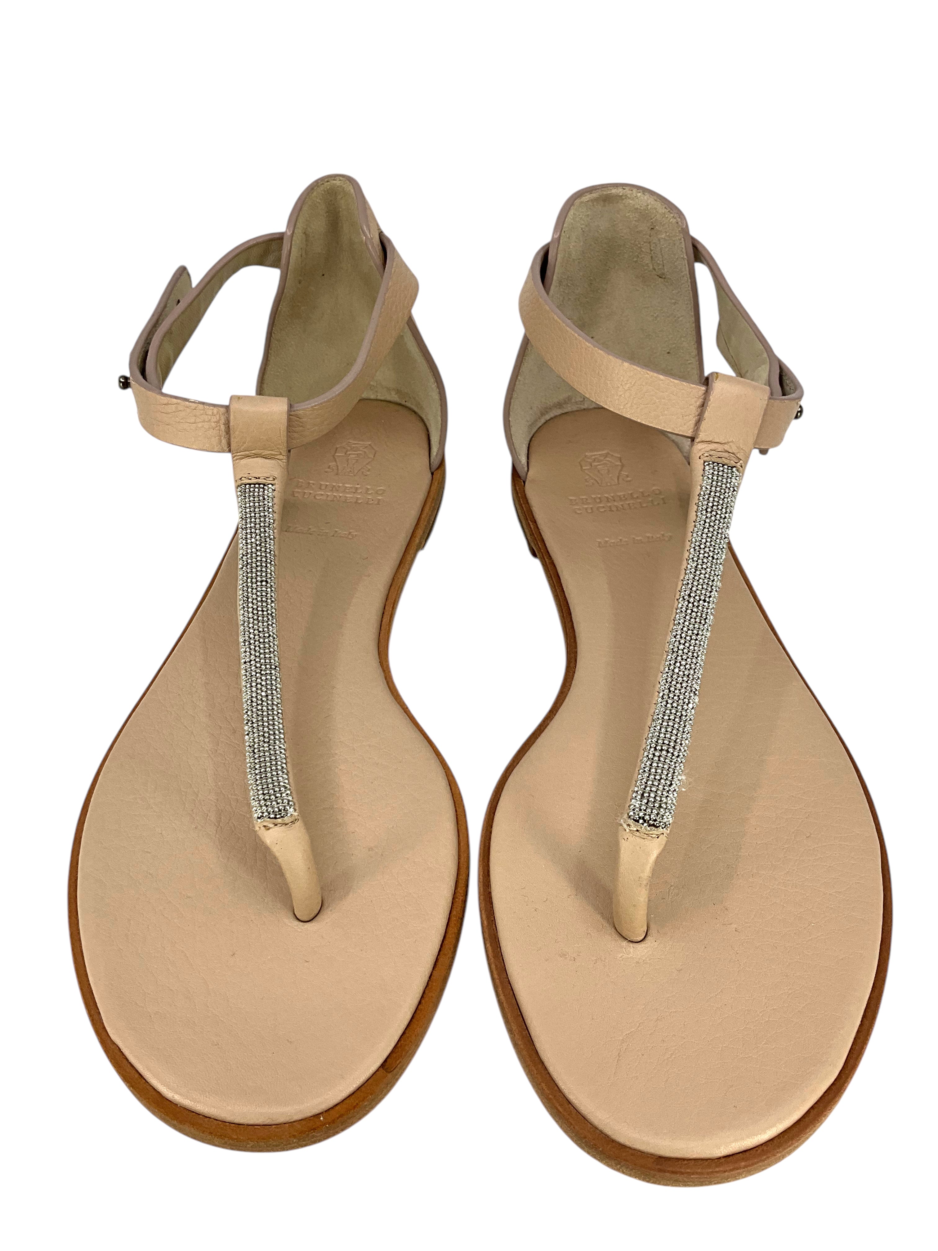 Brunello Cucinelli Monili Beaded Thong Sandals for Women - Size 7 | Comfortable Summer Beach Flip Flops with Crystal Embellishments | Perfect for Vacations, Pool Parties and Casual Outings