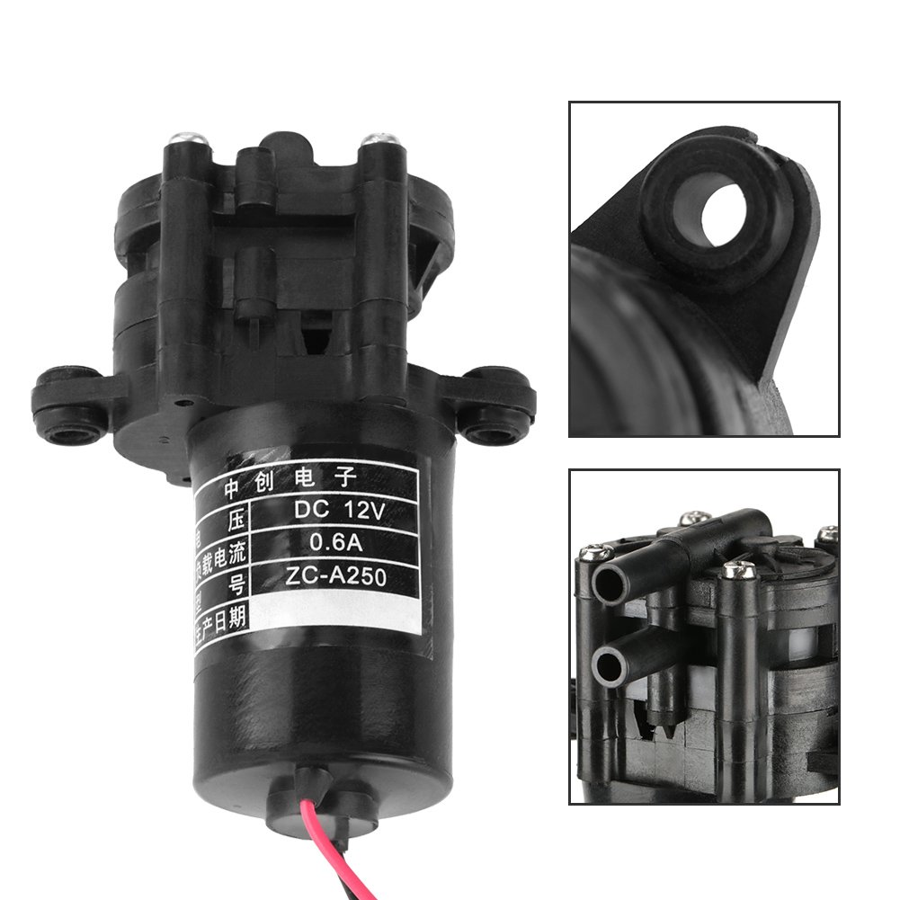 12V DC Self-Priming Mini Plastic Gear Water Pump - High Pressure Sprayer Pump for RV, Marine, Boat, Lawn Irrigation & Outdoor Cleaning (Model ZC-A250) | Perfect for Fresh Water Transfer, Agricultural Spraying & Liquid Dispensing