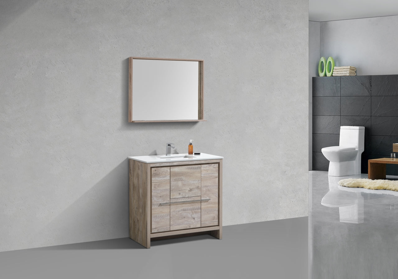 Modern Bathroom Vanity with Nature Wood & Quartz Countertop - Floor Standing Elegant Storage Cabinet for Powder Room, Master Bath & Guest Bath