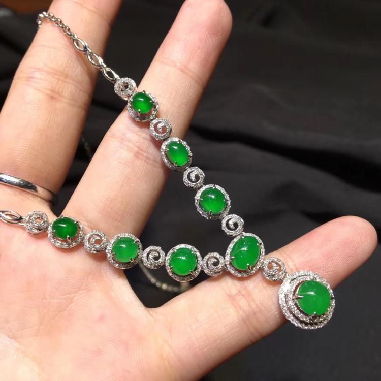 Natural Jade Necklace for Women - Elegant Jadeite Pendant with Sterling Silver Chain NNE076 - Perfect for Weddings, Parties & Everyday Wear
