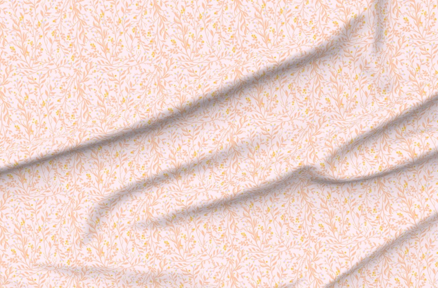 Soft Peach Gold Periwinkle Floral Chiffon Fabric by The Yard - Spring Summer Botanical Print for Sewing Dresses, Fashion Apparel & Home Decor | DIY Craft, Curtains, Pillows, Quilting