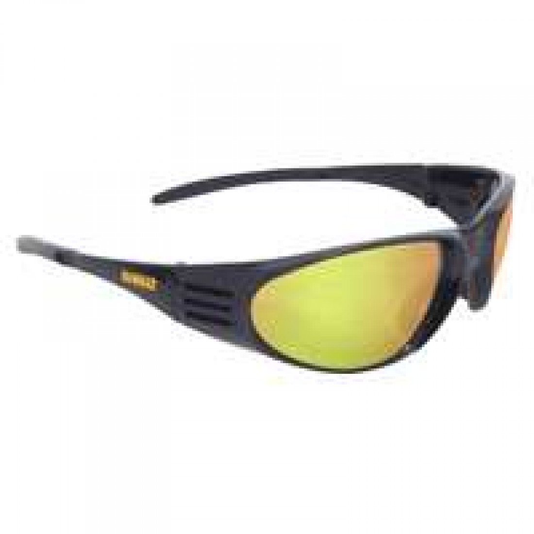 RADIANS DPG56B-YC Safety Glasses with Ventilation - Yellow Mirror Lens, Polycarbonate, Full Wraparound Black Frame, Rubber Tipped Temple, ANSI Z87 Certified - Ideal for Construction, Woodworking & Industrial Safety Use